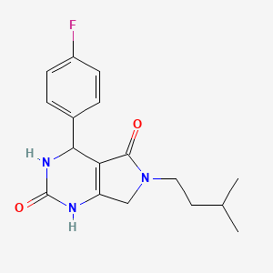 molecular formula C17H20FN3O2 B2500096 4-(4-氟苯基)-6-异戊基-3,4,6,7-四氢-1H-吡咯并[3,4-d]嘧啶-2,5-二酮 CAS No. 940250-99-7