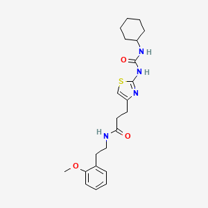 molecular formula C22H30N4O3S B2500097 3-(2-(3-cyclohexylureido)thiazol-4-yl)-N-(2-methoxyphenethyl)propanamide CAS No. 1091020-41-5