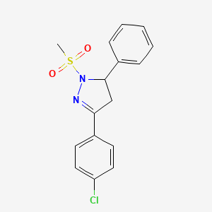 molecular formula C16H15ClN2O2S B2500110 3-(4-chlorophenyl)-1-(methylsulfonyl)-5-phenyl-4,5-dihydro-1H-pyrazole CAS No. 902248-49-1