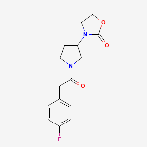 molecular formula C15H17FN2O3 B2500118 3-{1-[2-(4-Fluorophenyl)acetyl]pyrrolidin-3-yl}-1,3-oxazolidin-2-one CAS No. 2097858-43-8