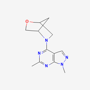 molecular formula C12H15N5O B2500122 5-{1,6-二甲基-1H-吡唑并[3,4-d]嘧啶-4-基}-2-氧代-5-氮杂双环[2.2.1]庚烷 CAS No. 2097867-41-7