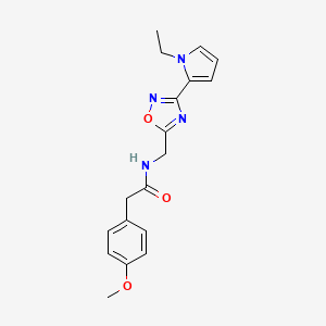 molecular formula C18H20N4O3 B2500136 N-((3-(1-ethyl-1H-pyrrol-2-yl)-1,2,4-oxadiazol-5-yl)methyl)-2-(4-methoxyphenyl)acetamide CAS No. 2034550-63-3