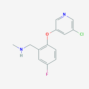 molecular formula C13H12ClFN2O B2500138 ({2-[(5-Chloropyridin-3-yl)oxy]-5-fluorophenyl}methyl)(methyl)amine CAS No. 1487852-39-0