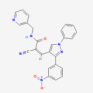 (Z)-2-Cyano-3-[3-(3-nitrophenyl)-1-phenylpyrazol-4-yl]-N-(pyridin-3-ylmethyl)prop-2-enamide