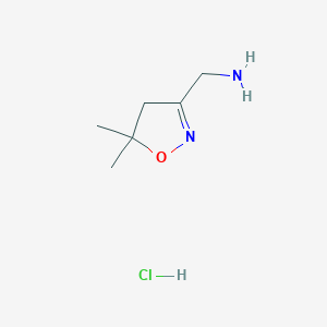 molecular formula C6H13ClN2O B2500160 (5,5-Dimethyl-4,5-dihydro-1,2-oxazol-3-yl)methanamine hydrochloride CAS No. 2649017-07-0