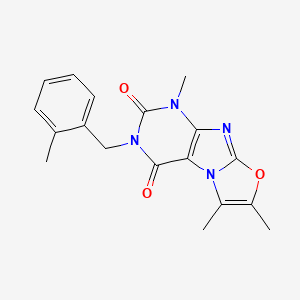 molecular formula C18H18N4O3 B2500164 1,6,7-三甲基-3-(2-甲基苯甲基)噁唑并[2,3-f]嘌呤-2,4(1H,3H)-二酮 CAS No. 899997-48-9