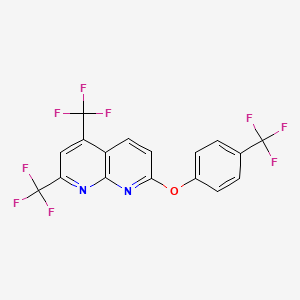 molecular formula C17H7F9N2O B2500169 2,4-Bis(trifluoromethyl)-7-[4-(trifluoromethyl)phenoxy]-1,8-naphthyridine CAS No. 477852-35-0
