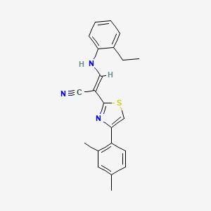 (2E)-2-[4-(2,4-dimethylphenyl)-1,3-thiazol-2-yl]-3-[(2-ethylphenyl)amino]prop-2-enenitrile