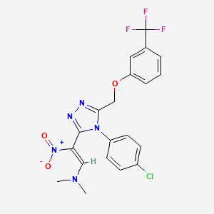 molecular formula C20H17ClF3N5O3 B2500181 (Z)-2-[4-(4-chlorophenyl)-5-[[3-(trifluoromethyl)phenoxy]methyl]-1,2,4-triazol-3-yl]-N,N-dimethyl-2-nitroethenamine CAS No. 400078-60-6