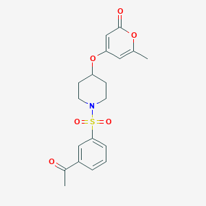 molecular formula C19H21NO6S B2500185 4-((1-((3-乙酰基苯基)磺酰)哌啶-4-基氧基)-6-甲基-2H-吡喃-2-酮 CAS No. 1795448-69-9