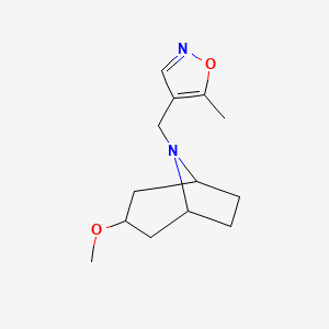 molecular formula C13H20N2O2 B2500186 4-(((1R,5S)-3-methoxy-8-azabicyclo[3.2.1]octan-8-yl)methyl)-5-methylisoxazole CAS No. 2109412-75-9