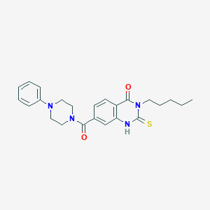 molecular formula C24H28N4O2S B2500199 3-pentyl-7-(4-phenylpiperazine-1-carbonyl)-2-sulfanylidene-1H-quinazolin-4-one CAS No. 309940-25-8