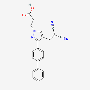 molecular formula C22H16N4O2 B2500209 3-[4-(2,2-dicyanoethenyl)-3-(4-phenylphenyl)pyrazol-1-yl]propanoic Acid CAS No. 882223-50-9