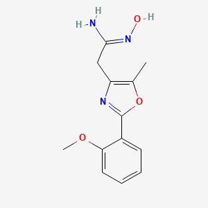 molecular formula C13H15N3O3 B2500217 (1Z)-N'-hydroxy-2-[2-(2-methoxyphenyl)-5-methyl-1,3-oxazol-4-yl]ethanimidamide CAS No. 1785840-72-3