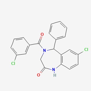 molecular formula C22H16Cl2N2O2 B2500224 7-chloro-4-(3-chlorobenzoyl)-5-phenyl-4,5-dihydro-1H-benzo[e][1,4]diazepin-2(3H)-one CAS No. 312606-38-5