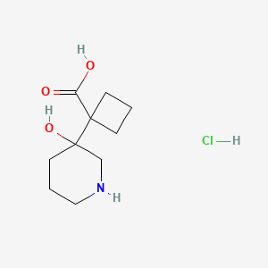 molecular formula C10H18ClNO3 B2500225 1-(3-Hydroxypiperidin-3-yl)cyclobutane-1-carboxylic acid hydrochloride CAS No. 2137981-17-8