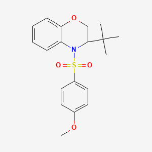 molecular formula C19H23NO4S B2500228 3-(tert-butyl)-4-[(4-methoxyphenyl)sulfonyl]-3,4-dihydro-2H-1,4-benzoxazine CAS No. 338747-73-2