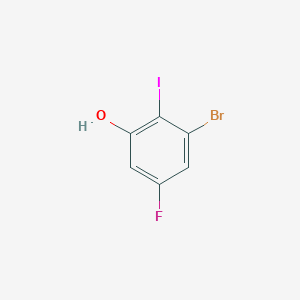 molecular formula C6H3BrFIO B2500232 3-溴-5-氟-2-碘酚 CAS No. 1804910-88-0