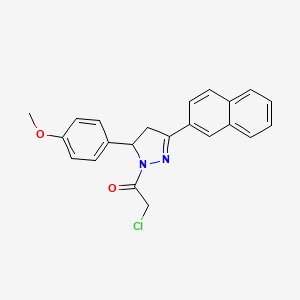 molecular formula C22H19ClN2O2 B2500237 1-(5-(4-メトキシフェニル)-3-(ナフタレン-2-イル)-4,5-ジヒドロ-1H-ピラゾール-1-イル)-2-クロロエタン-1-オン CAS No. 380196-82-7