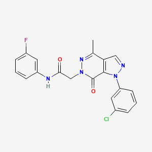 molecular formula C20H15ClFN5O2 B2500239 2-(1-(3-chlorophenyl)-4-methyl-7-oxo-1H-pyrazolo[3,4-d]pyridazin-6(7H)-yl)-N-(3-fluorophenyl)acetamide CAS No. 941972-90-3