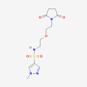 molecular formula C12H18N4O5S B2500247 N-(2-(2-(2,5-dioxopyrrolidin-1-yl)ethoxy)ethyl)-1-methyl-1H-pyrazole-4-sulfonamide CAS No. 2320573-70-2