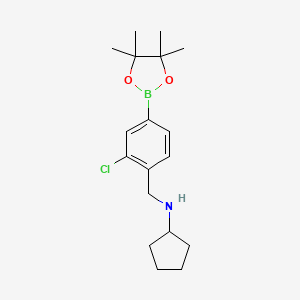 molecular formula C18H27BClNO2 B2500256 3-Chloro-4-(cyclopentylaminomethyl)phenylboronic acid, pinacol ester CAS No. 2096341-87-4