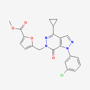 molecular formula C21H17ClN4O4 B2500277 methyl 5-((1-(3-chlorophenyl)-4-cyclopropyl-7-oxo-1H-pyrazolo[3,4-d]pyridazin-6(7H)-yl)methyl)furan-2-carboxylate CAS No. 1105236-51-8