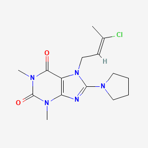 (E)-7-(3-chlorobut-2-en-1-yl)-1,3-dimethyl-8-(pyrrolidin-1-yl)-1H-purine-2,6(3H,7H)-dione