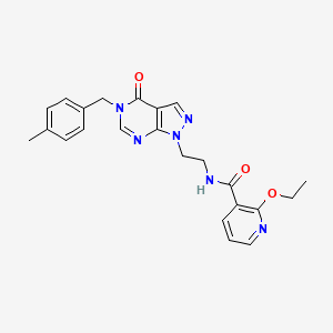 molecular formula C23H24N6O3 B2500297 2-ethoxy-N-(2-(5-(4-methylbenzyl)-4-oxo-4,5-dihydro-1H-pyrazolo[3,4-d]pyrimidin-1-yl)ethyl)nicotinamide CAS No. 1171421-37-6