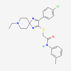 2-((3-(4-chlorophenyl)-8-ethyl-1,4,8-triazaspiro[4.5]deca-1,3-dien-2-yl)thio)-N-(m-tolyl)acetamide