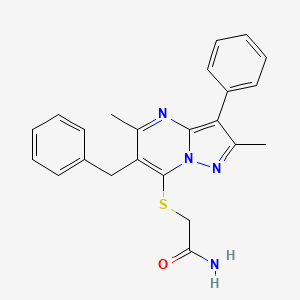 2-((6-Benzyl-2,5-dimethyl-3-phenylpyrazolo[1,5-a]pyrimidin-7-yl)thio)acetamide
