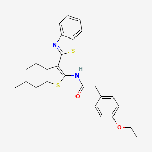 molecular formula C26H26N2O2S2 B2500327 N-(3-(benzo[d]thiazol-2-yl)-6-methyl-4,5,6,7-tetrahydrobenzo[b]thiophen-2-yl)-2-(4-ethoxyphenyl)acetamide CAS No. 923484-46-2