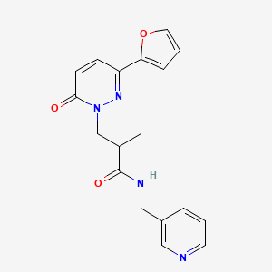 molecular formula C18H18N4O3 B2500343 3-(3-(furan-2-yl)-6-oxopyridazin-1(6H)-yl)-2-methyl-N-(pyridin-3-ylmethyl)propanamide CAS No. 1286732-15-7