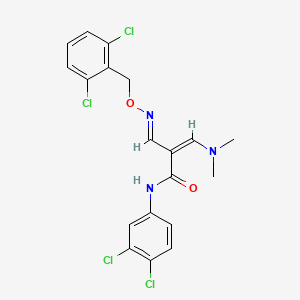 molecular formula C19H17Cl4N3O2 B2500350 2-({[(2,6-dichlorobenzyl)oxy]imino}methyl)-N-(3,4-dichlorophenyl)-3-(dimethylamino)acrylamide CAS No. 320417-82-1