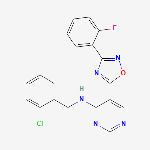 molecular formula C19H13ClFN5O B2500357 N-(2-chlorobenzyl)-5-(3-(2-fluorophenyl)-1,2,4-oxadiazol-5-yl)pyrimidin-4-amine CAS No. 2034511-61-8