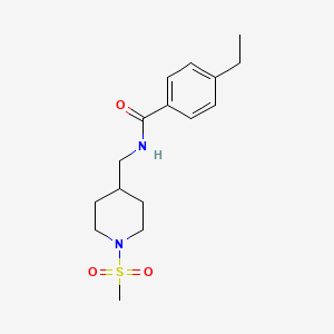molecular formula C16H24N2O3S B2500365 4-ethyl-N-((1-(methylsulfonyl)piperidin-4-yl)methyl)benzamide CAS No. 1235002-78-4
