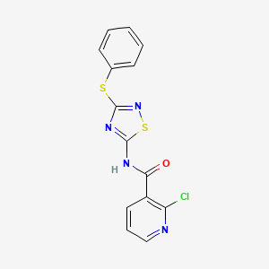 molecular formula C14H9ClN4OS2 B2500381 2-chloro-N-[3-(phenylsulfanyl)-1,2,4-thiadiazol-5-yl]pyridine-3-carboxamide CAS No. 1333687-73-2