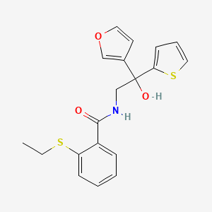 2-(ethylsulfanyl)-N-[2-(furan-3-yl)-2-hydroxy-2-(thiophen-2-yl)ethyl]benzamide