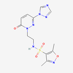 3,5-dimethyl-N-(2-(6-oxo-3-(1H-1,2,4-triazol-1-yl)pyridazin-1(6H)-yl)ethyl)isoxazole-4-sulfonamide