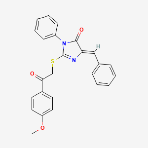 molecular formula C25H20N2O3S B2500398 (5Z)-5-benzylidene-2-[2-(4-methoxyphenyl)-2-oxoethyl]sulfanyl-3-phenylimidazol-4-one CAS No. 325994-56-7
