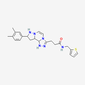molecular formula C23H22N6OS B2500408 3-[11-(3,4-dimethylphenyl)-3,4,6,9,10-pentaazatricyclo[7.3.0.0^{2,6}]dodeca-1(12),2,4,7,10-pentaen-5-yl]-N-[(thiophen-2-yl)methyl]propanamide CAS No. 1207033-78-0