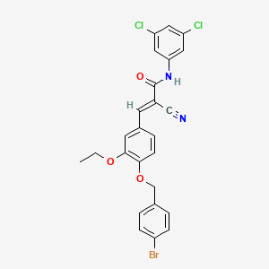 B2500424 (E)-3-[4-[(4-bromophenyl)methoxy]-3-ethoxyphenyl]-2-cyano-N-(3,5-dichlorophenyl)prop-2-enamide CAS No. 380477-27-0