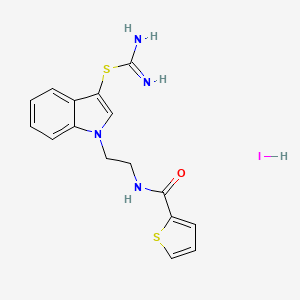 molecular formula C16H17IN4OS2 B2500441 1-(2-(thiophene-2-carboxamido)ethyl)-1H-indol-3-yl carbamimidothioate hydroiodide CAS No. 1049785-73-0