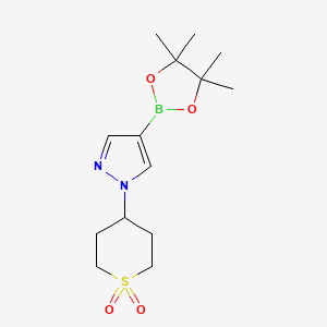 molecular formula C14H23BN2O4S B2500447 1-(Tetrahydro-1,1-dioxido-2H-thiopyran-4-yl)-4-(4,4,5,5-tetramethyl-1,3,2-dioxaborolan-2-yl)-1H-pyrazole CAS No. 1778666-13-9