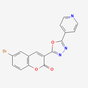 molecular formula C16H8BrN3O3 B2500455 6-Bromo-3-(5-pyridin-4-yl-1,3,4-oxadiazol-2-yl)chromen-2-one CAS No. 312615-25-1
