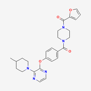 molecular formula C26H29N5O4 B2500464 (4-(Furan-2-carbonyl)piperazin-1-yl)(4-((3-(4-methylpiperidin-1-yl)pyrazin-2-yl)oxy)phenyl)methanone CAS No. 1189477-01-7