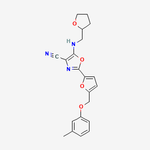 5-(((Tetrahydrofuran-2-yl)methyl)amino)-2-(5-((m-tolyloxy)methyl)furan-2-yl)oxazole-4-carbonitrile
