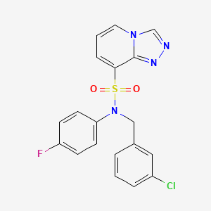 molecular formula C19H14ClFN4O2S B2500470 N-(3-chlorobenzyl)-N-(4-fluorophenyl)[1,2,4]triazolo[4,3-a]pyridine-8-sulfonamide CAS No. 1251693-21-6