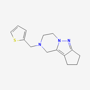 molecular formula C14H17N3S B2500471 2-(thiophen-2-ylmethyl)-2,3,4,7,8,9-hexahydro-1H-cyclopenta[3,4]pyrazolo[1,5-a]pyrazine CAS No. 2034416-72-1