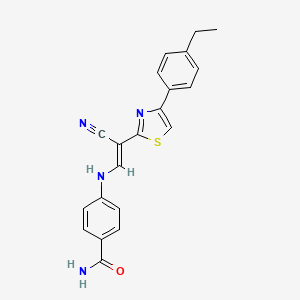 (E)-4-((2-cyano-2-(4-(4-ethylphenyl)thiazol-2-yl)vinyl)amino)benzamide